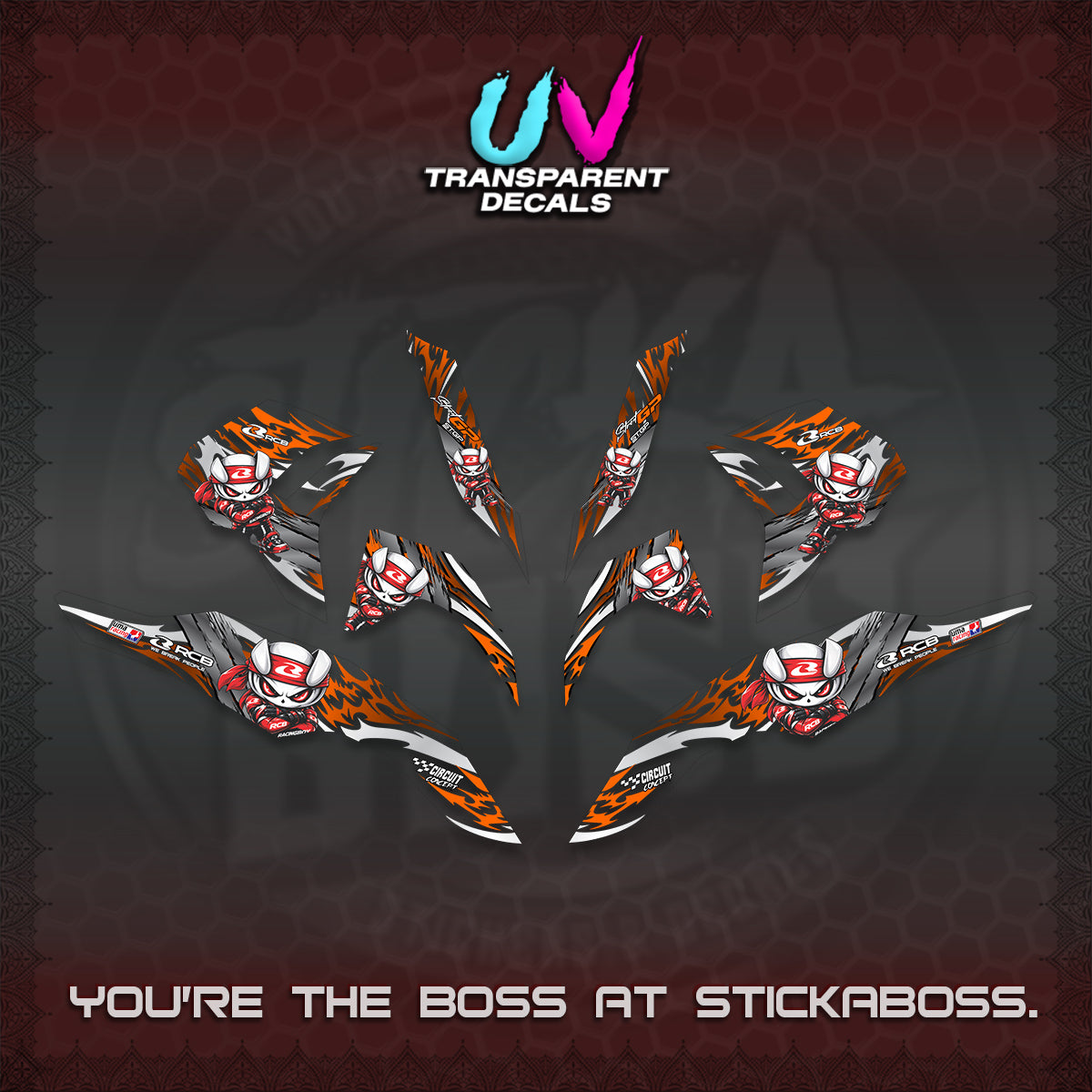 CLICK 125 V3 UV TRANSPARENT DECALS (2026 NEW RCB 2.0 DESIGN) STICKER KITS BY STICKABOSS