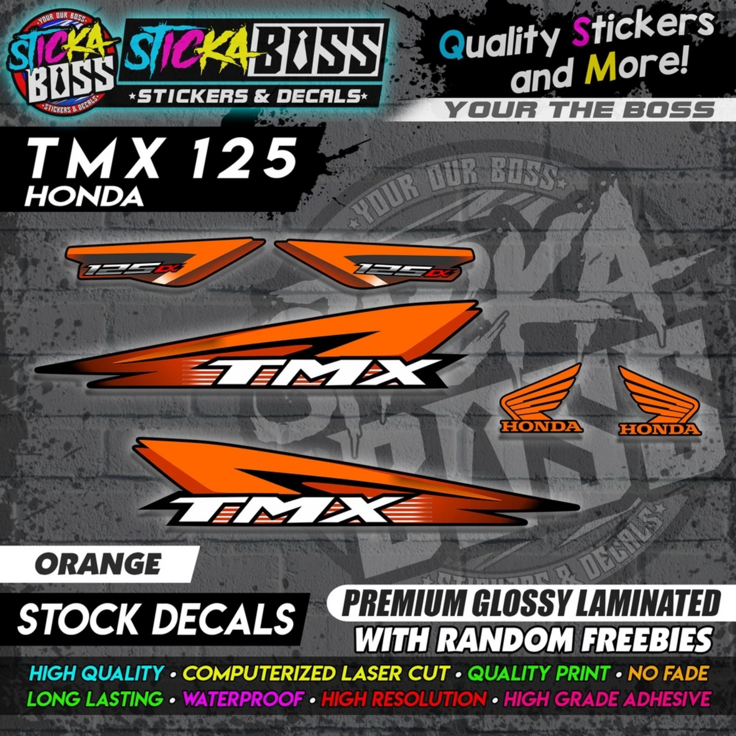Honda TMX 125 Alpha (Stock Decals)【PREMIUM GLOSSY LAMINATED】