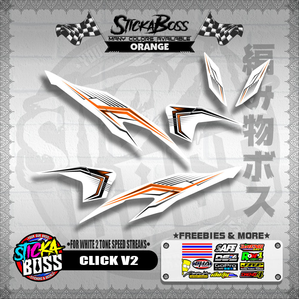 CLICK V2 DECALS ( FOR WHITE 2 TONE SPEED STREAKS ) [ PREMIUM GLOSSY LAMINATED ]【WITH FREEBIES】