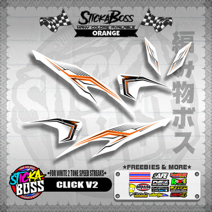 CLICK V2 DECALS ( FOR WHITE 2 TONE SPEED STREAKS ) [ PREMIUM GLOSSY LAMINATED ]【WITH FREEBIES】
