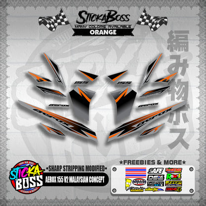 AEROX 155 V2 MALAYSIAN CONCEPT DECALS ( SHARP STRIPPING MODIFIED )【WITH FREEBIES】