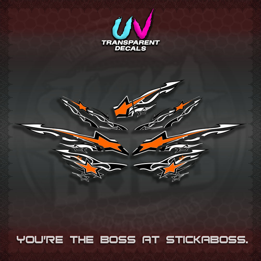 AEROX  V3 INDO UV TRANSPARENT DECALS(0005 RISING STAR)STICKER DECALS By STICKABOSS