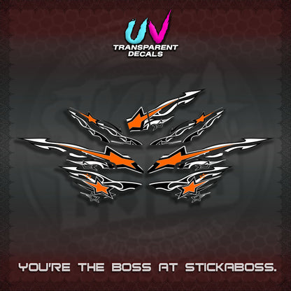 AEROX  V3 INDO UV TRANSPARENT DECALS(0005 RISING STAR)STICKER DECALS By STICKABOSS