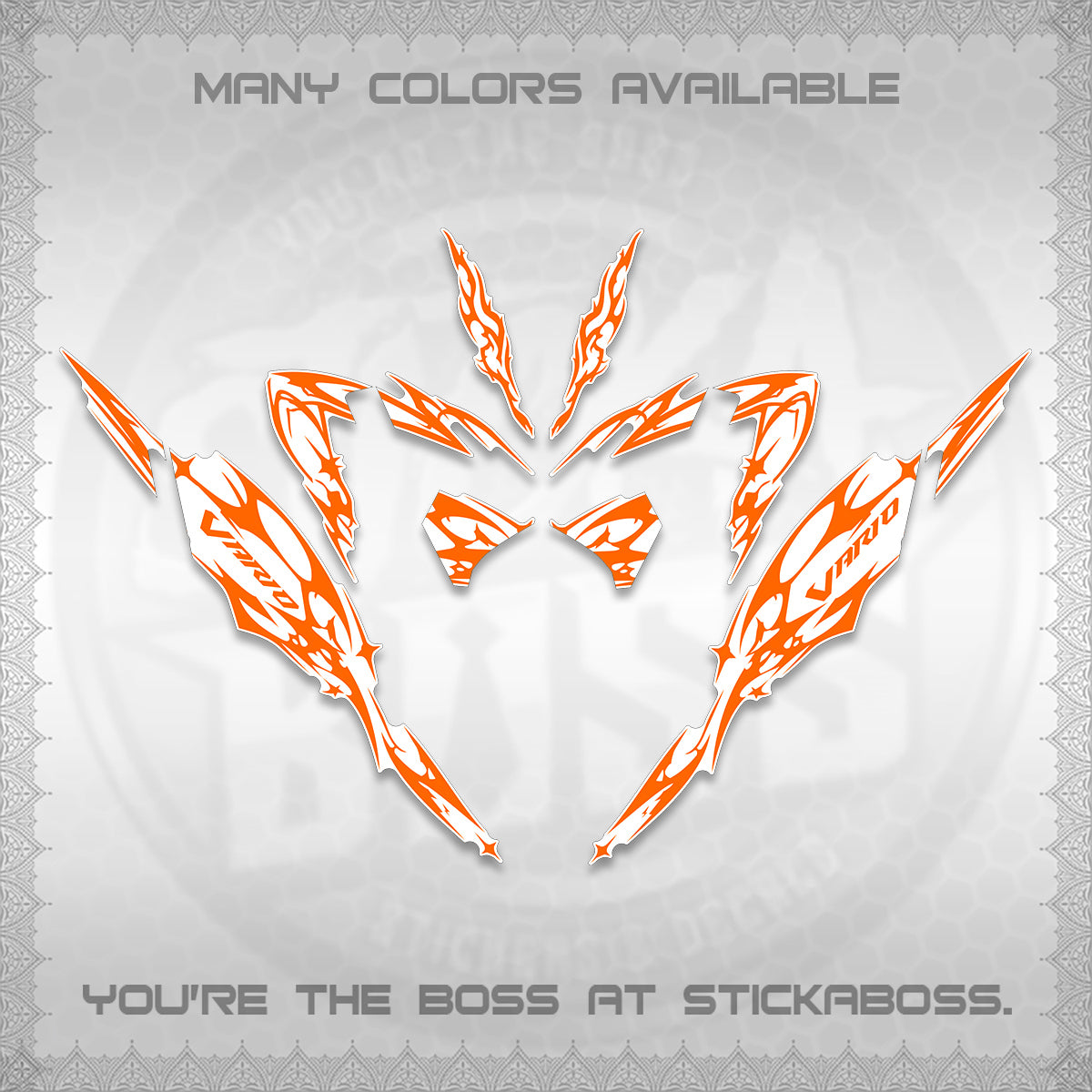 CLICK 125 V4 VARIO FOR WHITE DECALS (2026 TRIBAL LIGHTNING DESIGN) STICKER KITS BY STICKABOSS