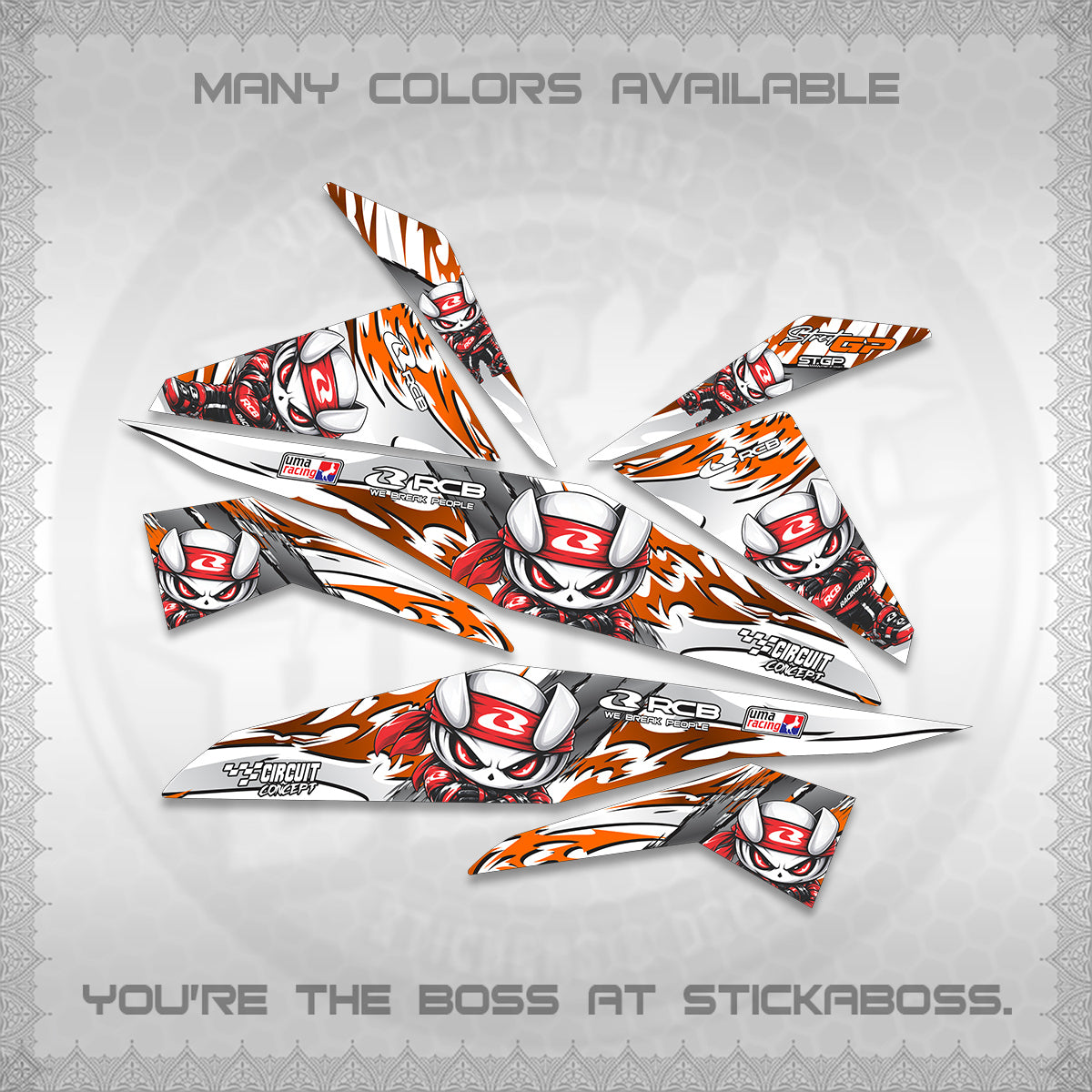 BEAT FI V1 FOR WHITE DECALS (2026 NEW RCB 2.0 DESIGN) STICKER KITS BY STICKABOSS