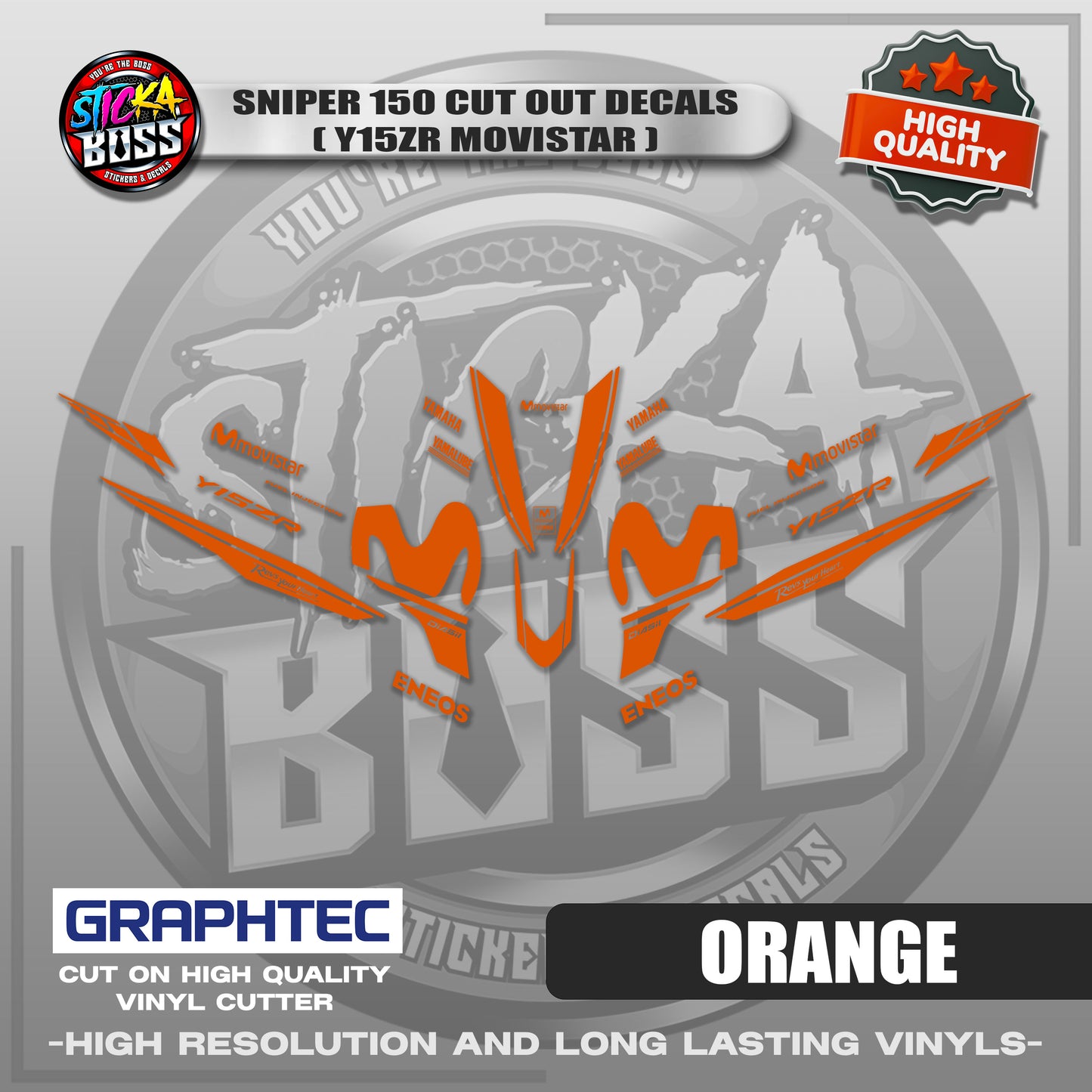 SNIPER 150 CUT OUT DECALS ( Y15ZR MOVISTAR ) | VINYL WATERPROOF CUT-OUT STICKER DECALS