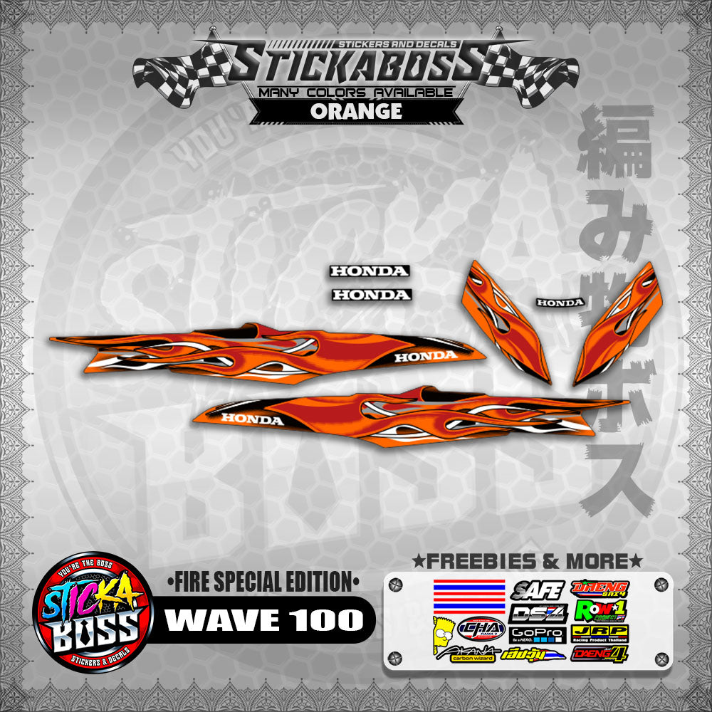 WAVE 100 STICKER DECALS ( FIRE SPECIAL EDITION )【WITH FREEBIES】