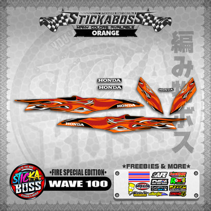 WAVE 100 STICKER DECALS ( FIRE SPECIAL EDITION )【WITH FREEBIES】