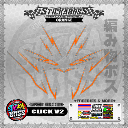 【PREMIUM UV PRINT】TRANSPARENT CLICK V2 STICKER DECALS ( 001 MINIMALIST STRIPPING )【WITH FREEBIES】
