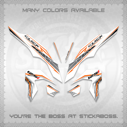 CLICK 125 V3 FOR WHITE DECALS (2023 SIMPLE STRIPE DESIGN) STICKER DECALS By STICKABOSS