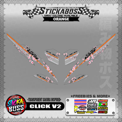 【PREMIUM UV PRINT】TRANSPARENT CLICK 125 / 150 V2 DECALS ( SAKURA INSPIRED )【WITH FREEBIES】
