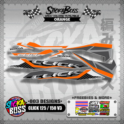 CLICK 125 / 150 V3 STOCK DECALS ( 003 DESIGNS )【WITH FREEBIES】