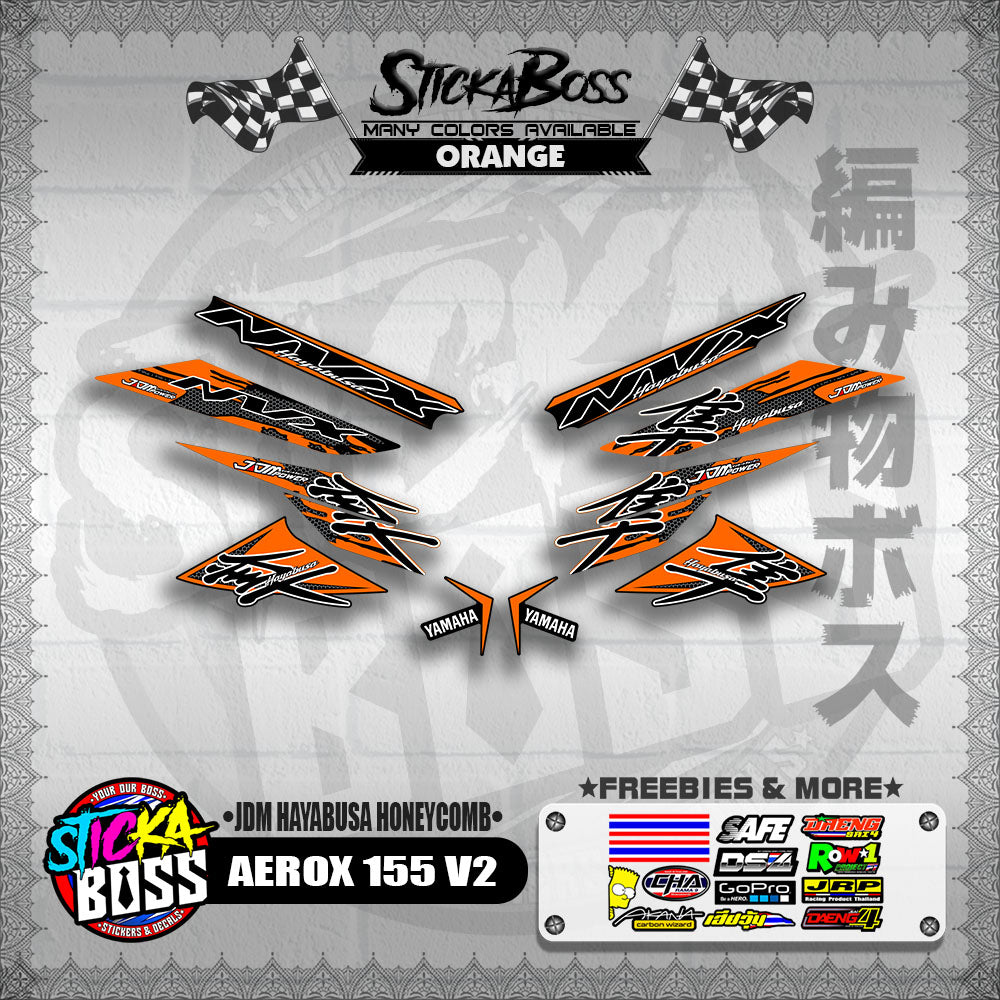 AEROX 155 V2 DECALS ( JDM HAYABUSA HONEYCOMB )【WITH FREEBIES】