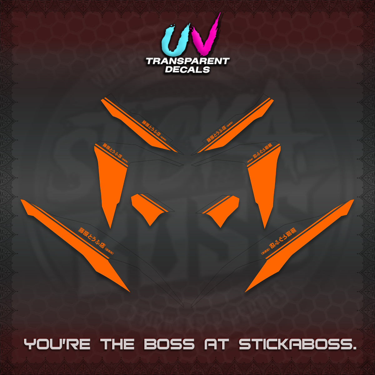 CLICK V2 UV TRANSPARENT DECALS (TRUENO STYLE DESIGN) STICKER KITS BY STICKABOSS