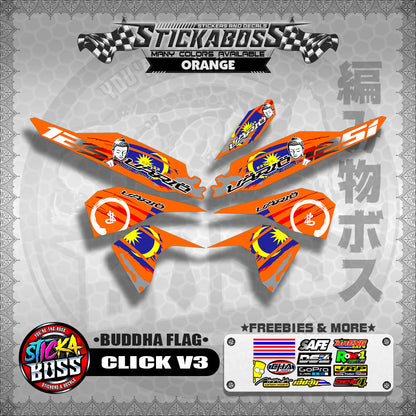 CLICK V3 MALAYSIAN STICKER DECALS ( BUDDHA FLAG )【WITH FREEBIES】