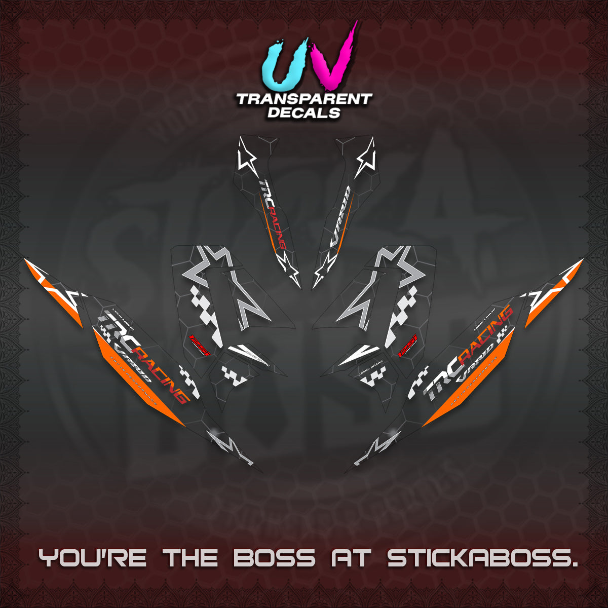 CLICK V4 UV TRANSPARENT DECALS (2026 TRC RACING DESIGN)STICKER KITS By STICKABOSS