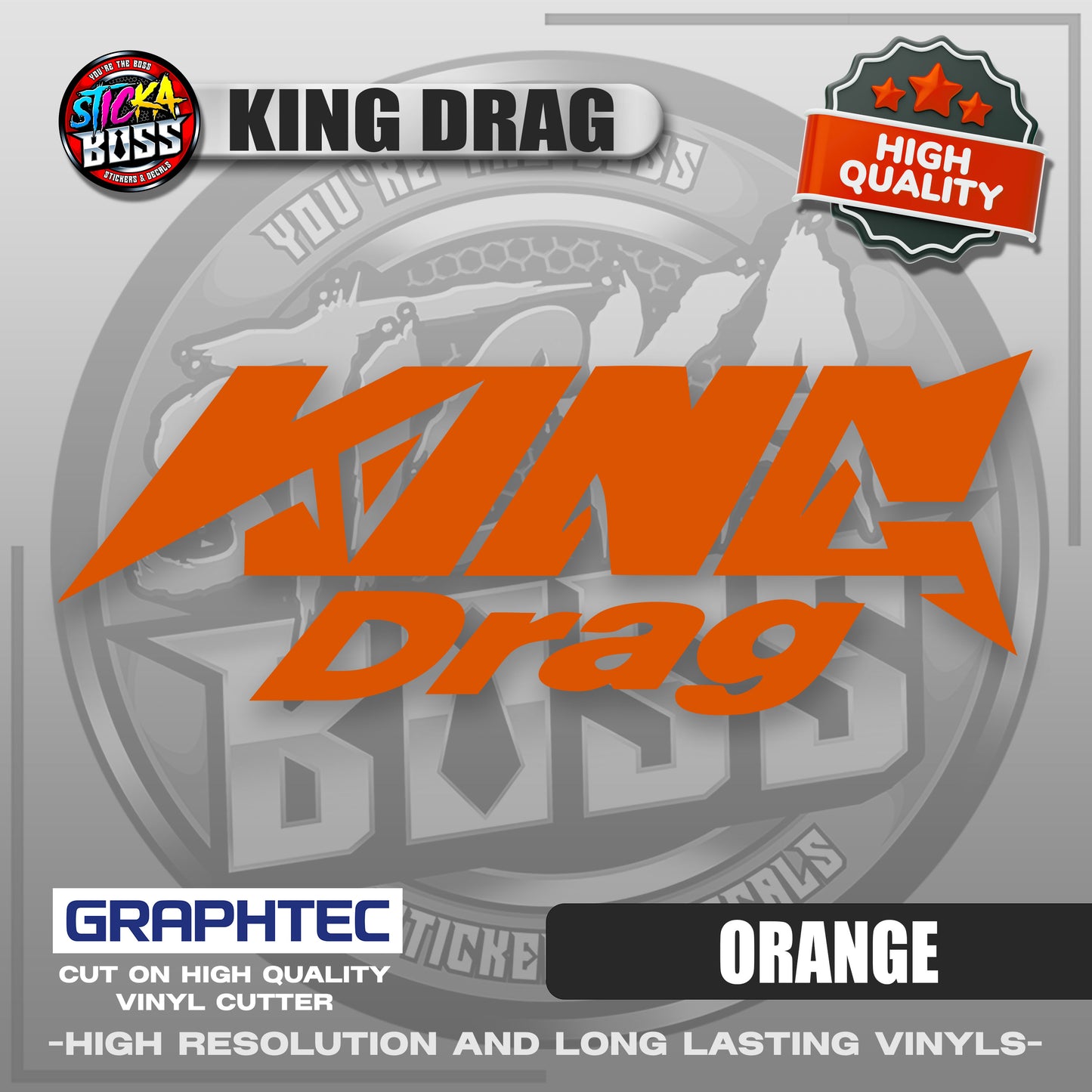 KING DRAG | VINYL WATERPROOF CUT-OUT STICKER DECALS【Stickaboss】