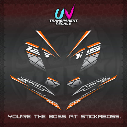 CLICK 125 V4 VARIO UV TRANSPARENT DECALS (2026 MODERN STRIPE DESIGN) STICKER KITS BY STICKABOSS