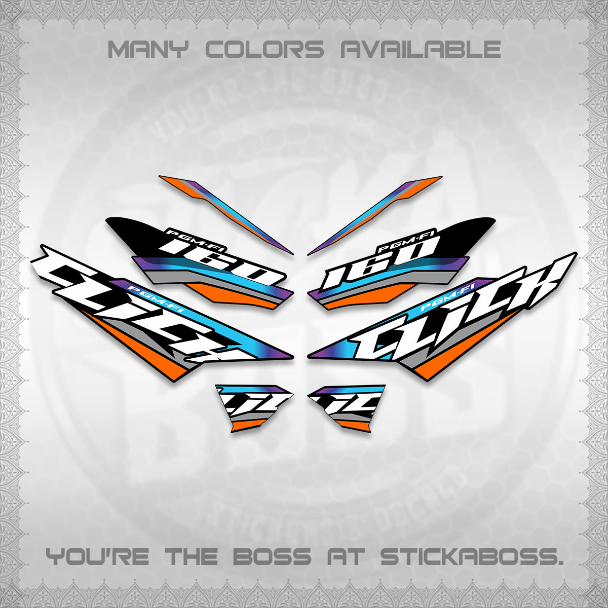 CLICK 160 STRIPING DECALS (SPORTS RACE STRIPES 01) STICKER KITS BY STICKABOSS