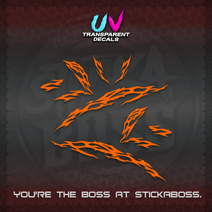 CLICK 125 V3 UV TRANSPARENT DECALS (2026 TRIBAL LIGHTNING DESIGN) STICKER KITS BY STICKABOSS