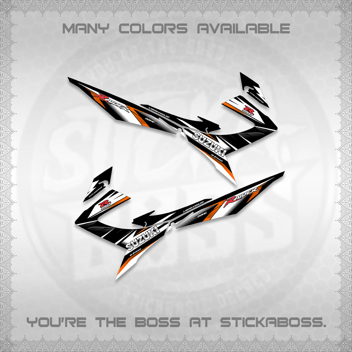 RAIDER 150 REBORN CARB DECALS (S-1 RACING) STICKER DECALS BY STICKABOSS
