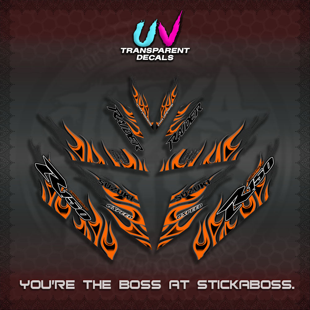 【PREMIUM UV PRINT】TRANSPARENT RAIDER 150 Fi DECALS(API TERBARU VIRAL ELEGAN)STICKER By STICKABOSS