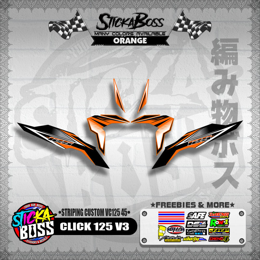 CLICK 125 V3 DECALS ( STRIPING CUSTOM VC125 45 )【WITH FREEBIES】