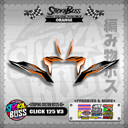 CLICK 125 V3 DECALS ( STRIPING CUSTOM VC125 45 )【WITH FREEBIES】