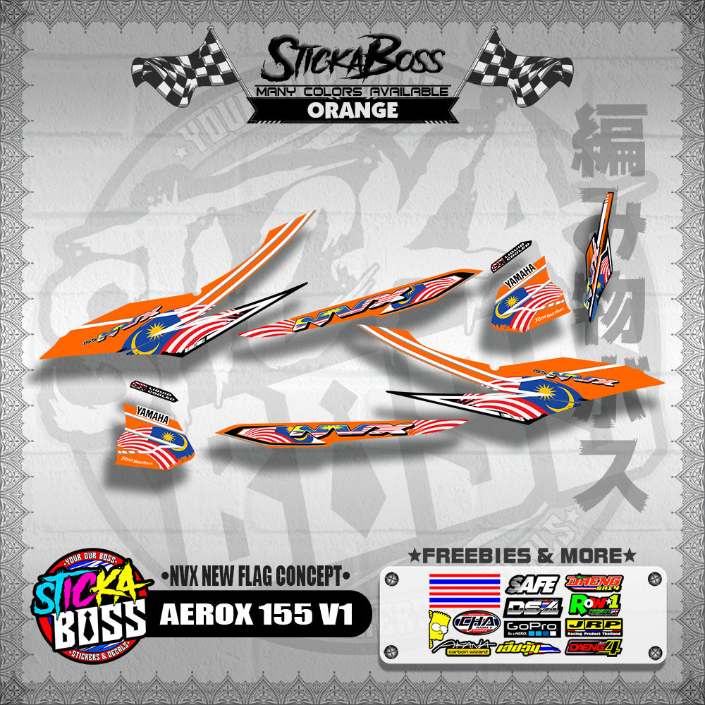 AEROX 155 V1 MALAYSIAN DECALS ( NVX NEW FLAG CONCEPT )【WITH FREEBIES】