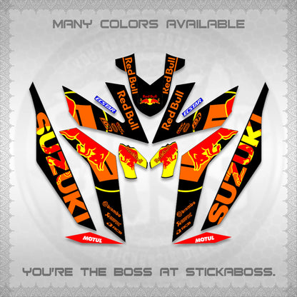 RAIDER 150 Fi DECALS (BULLREDS MOTIF)STICKER DECALS By STICKABOSS
