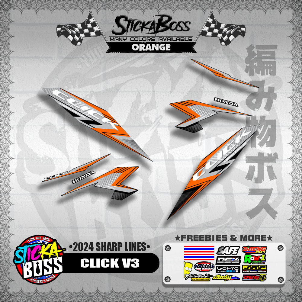 CLICK V3 DECALS ( 2024 SHARP LINES )【WITH FREEBIES】