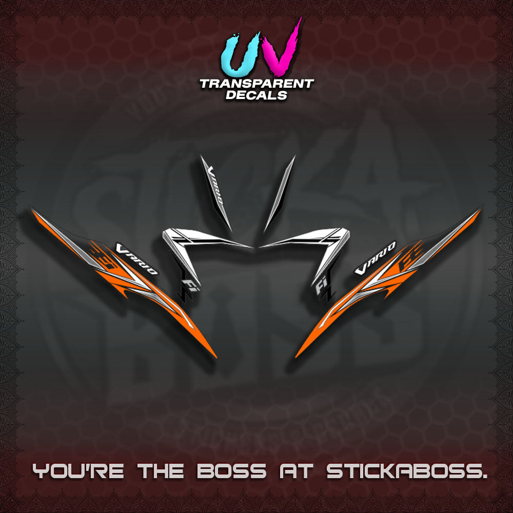 【PREMIUM UV PRINT】TRANSPARENT CLICK V2  VARIO DECALS(2026 CUSTOM 001 DESIGN)By STICKABOSS