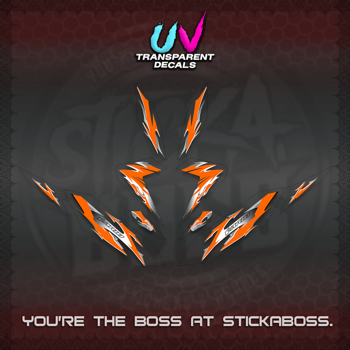 CLICK 125 V4 VARIO UV TRANSPARENT DECALS (2026 MODERN TRIBAL DESIGN) STICKER KITS By STICKABOSS