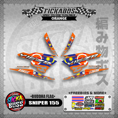 SNIPER 155 MALAYSIAN STICKER DECALS ( BUDDHA FLAG )【WITH FREEBIES】