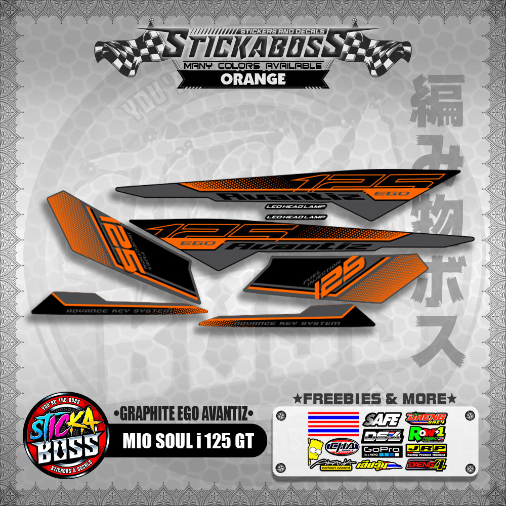 MIO SOUL I 125 GT STICKER DECALS ( GRAPHITE EGO AVANTIZ )【WITH FREEBIES】