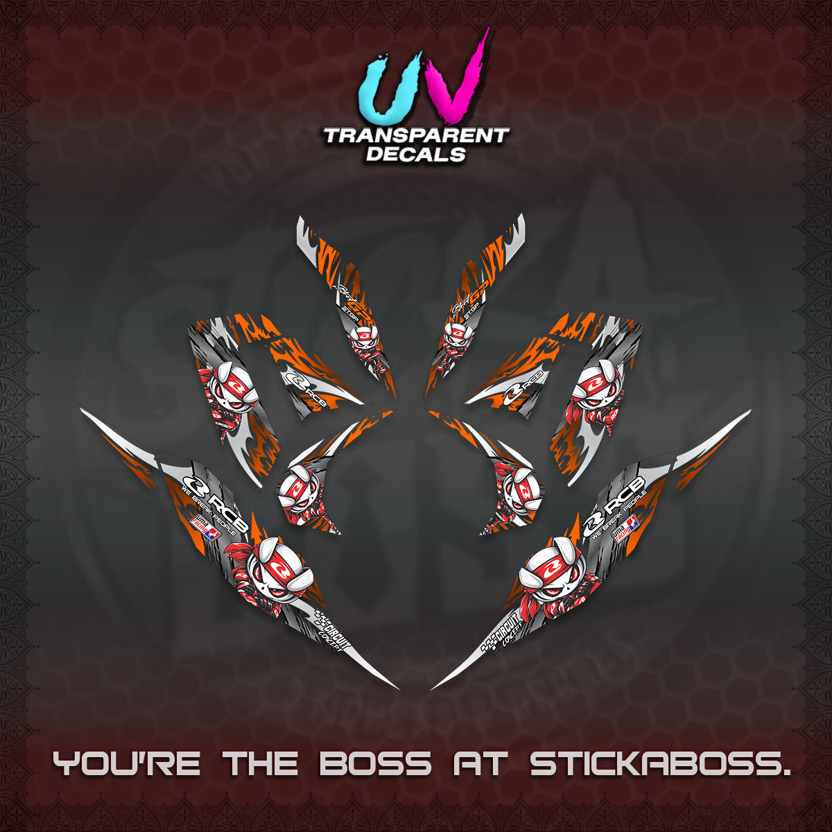 CLICK 125 V4 UV TRANSPARENT DECALS (2026 NEW RCB 2.0 DESIGN) STICKER KITS BY STICKABOSS
