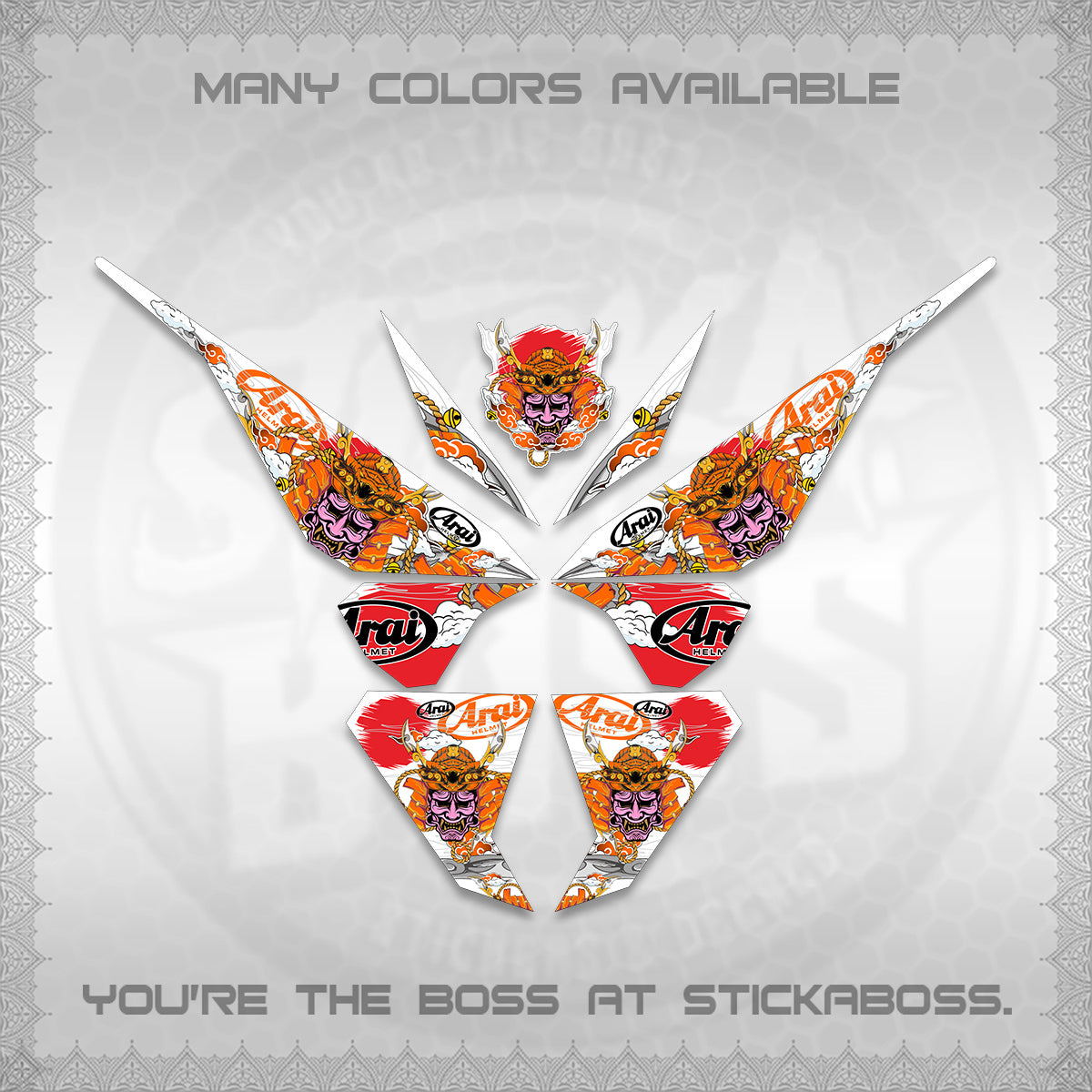 CLICK 125 V1 VARIO FOR WHITE DECALS (2026 NEW SAMURAI MOTIF) STICKER KITS BY STICKABOSS