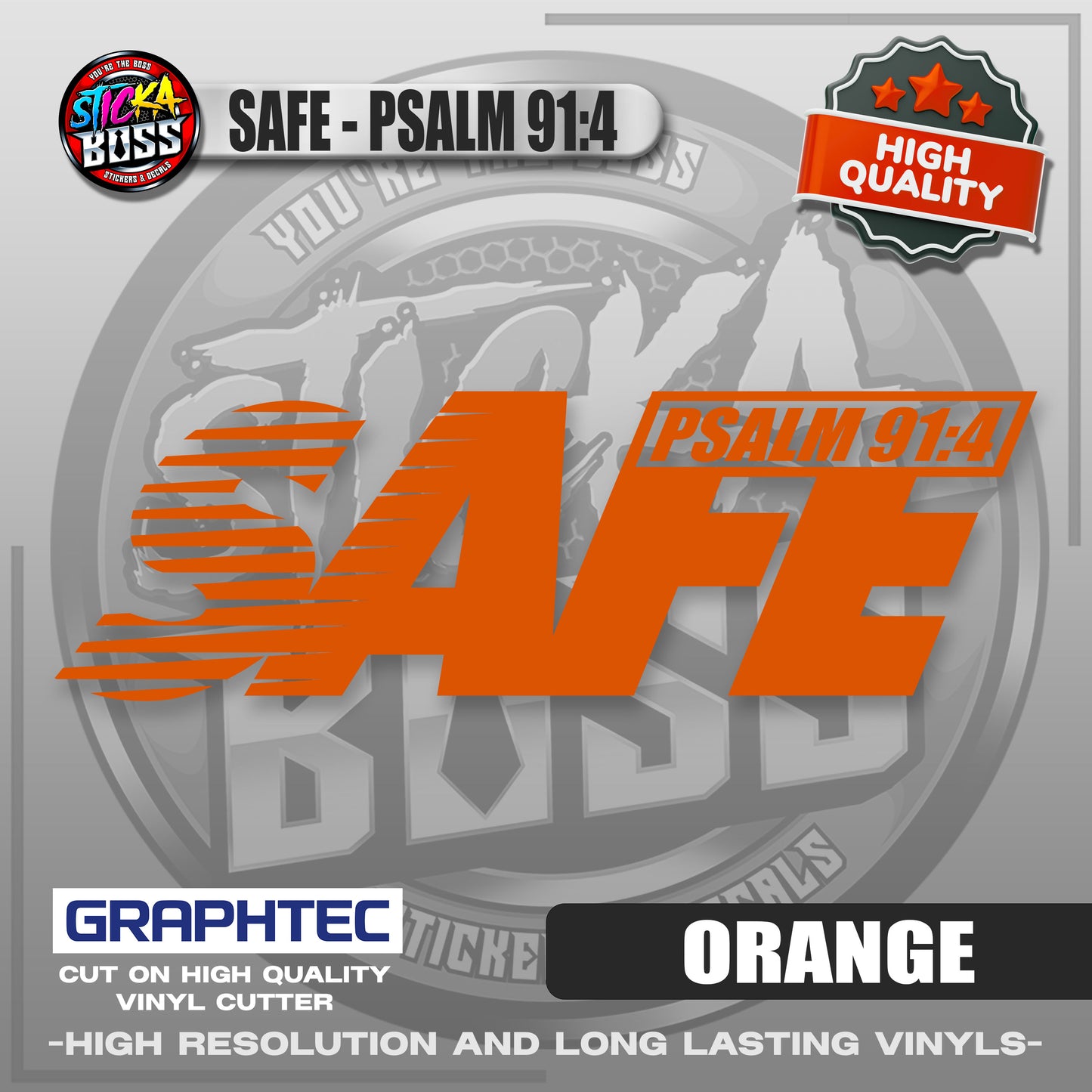 SAFE - PSALM 91:4 | VINYL WATERPROOF CUT-OUT STICKER DECALS【Stickaboss】