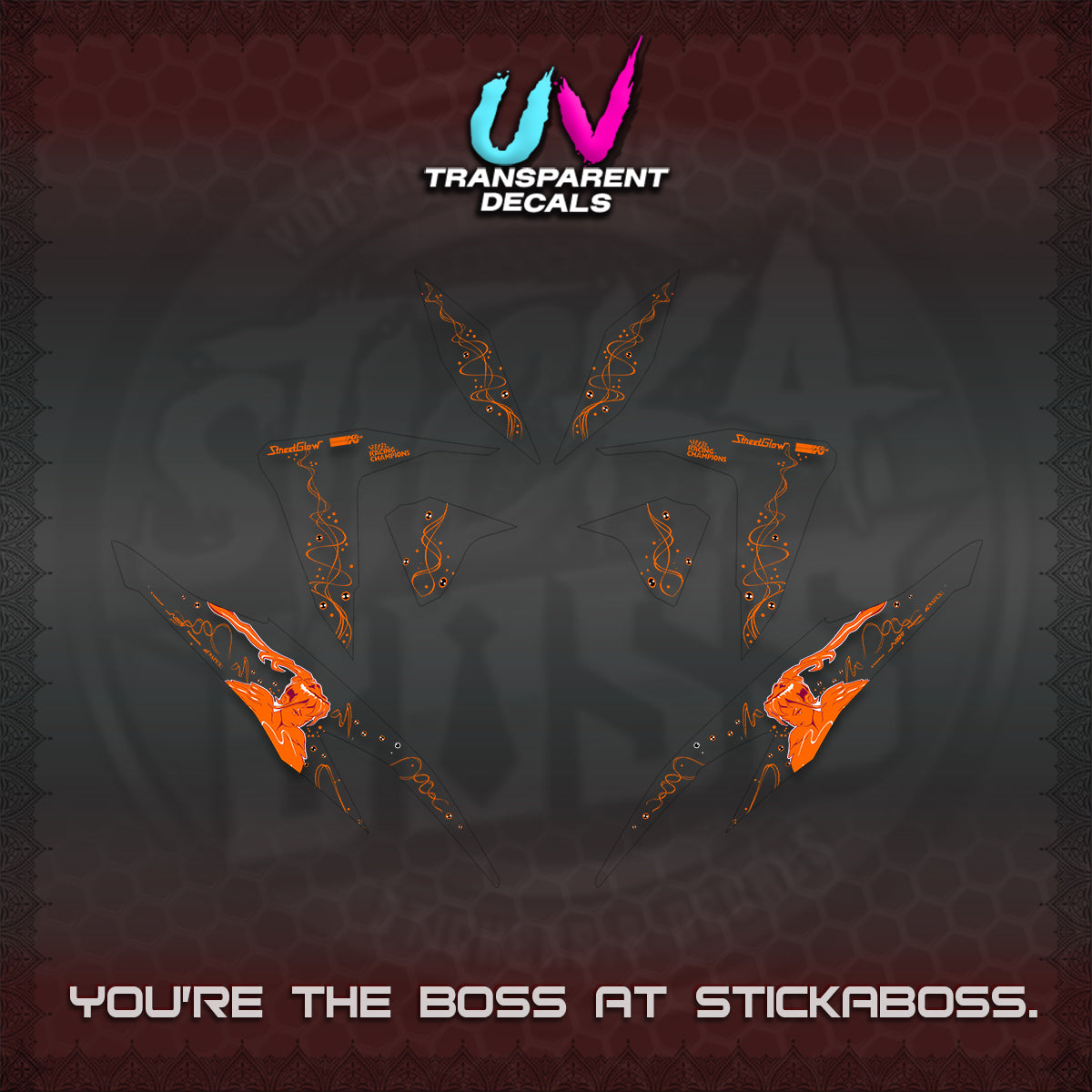 CLICK V2 UV TRANSPARENT DECALS (2026 2F2F SWIRL DESIGN) STICKER KITS BY STICKABOSS