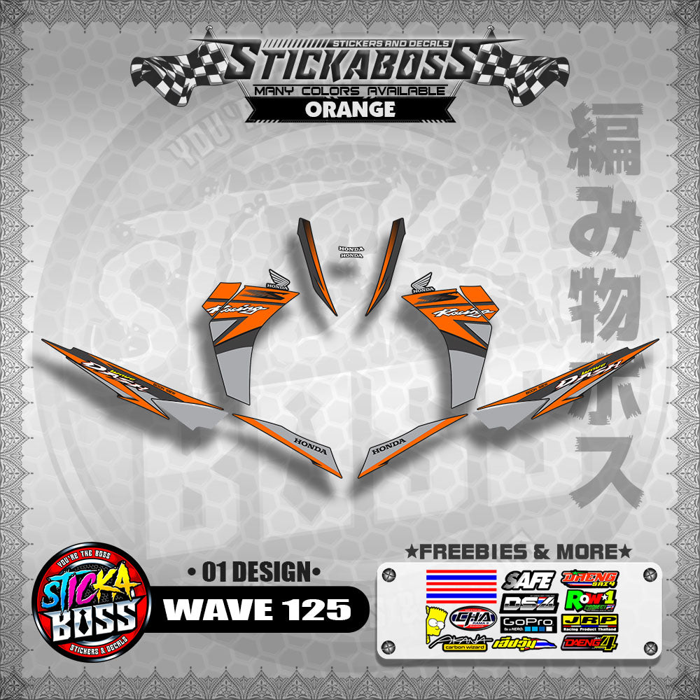 Honda Wave Dash 125 Stock Decals (01 Design)【WITH FREEBIES】Malaysia Concept