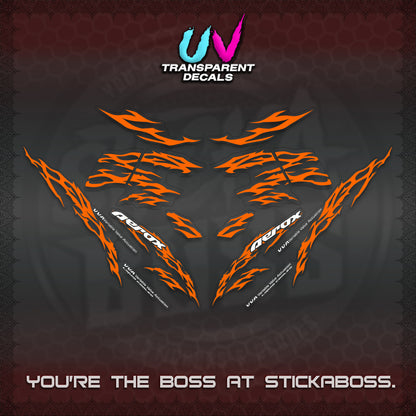 AEROX 155 V2 UV TRANSPARENT DECALS (2026 TRIBAL LIGHTNING DESIGN) STICKER KITS BY STICKABOSS