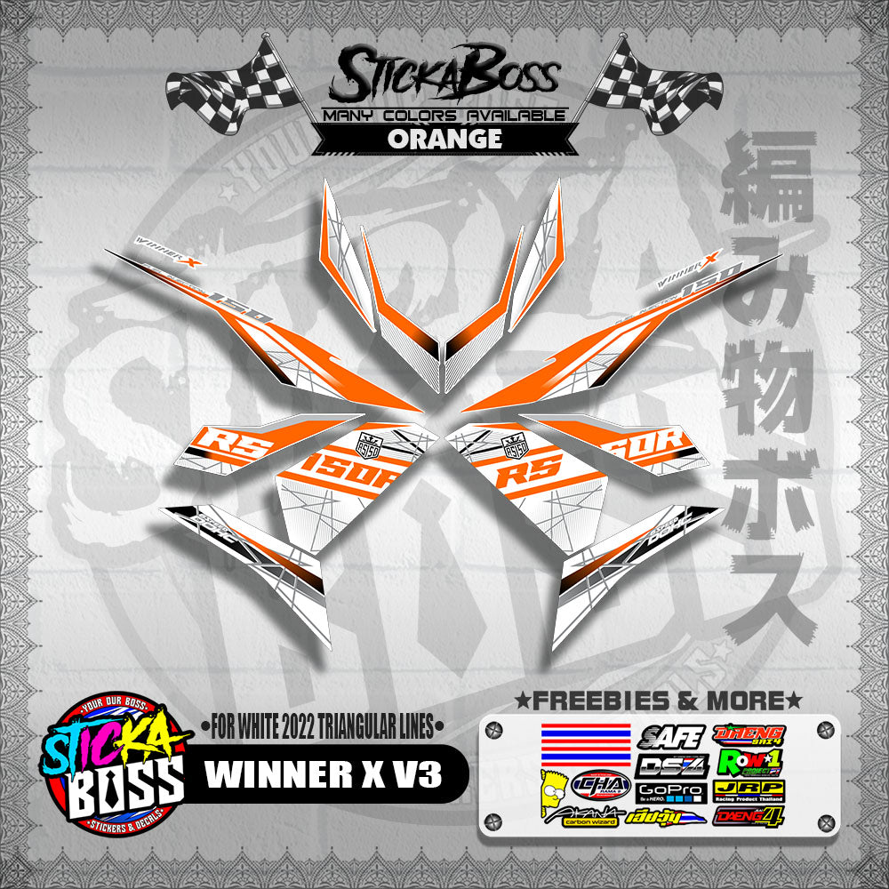 WINNER X V3 DECALS ( FOR WHITE 2022 TRIANGULAR LINES )【WITH FREEBIES】
