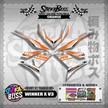 WINNER X V3 DECALS ( FOR WHITE 2022 TRIANGULAR LINES )【WITH FREEBIES】