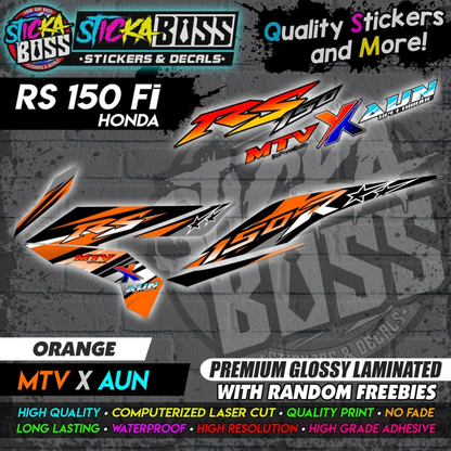 Honda RS 150 Fi (MTV x AUN) [ASSORTED COLORS] Stock Decals【PREMIUM GLOSSY LAMINATED】