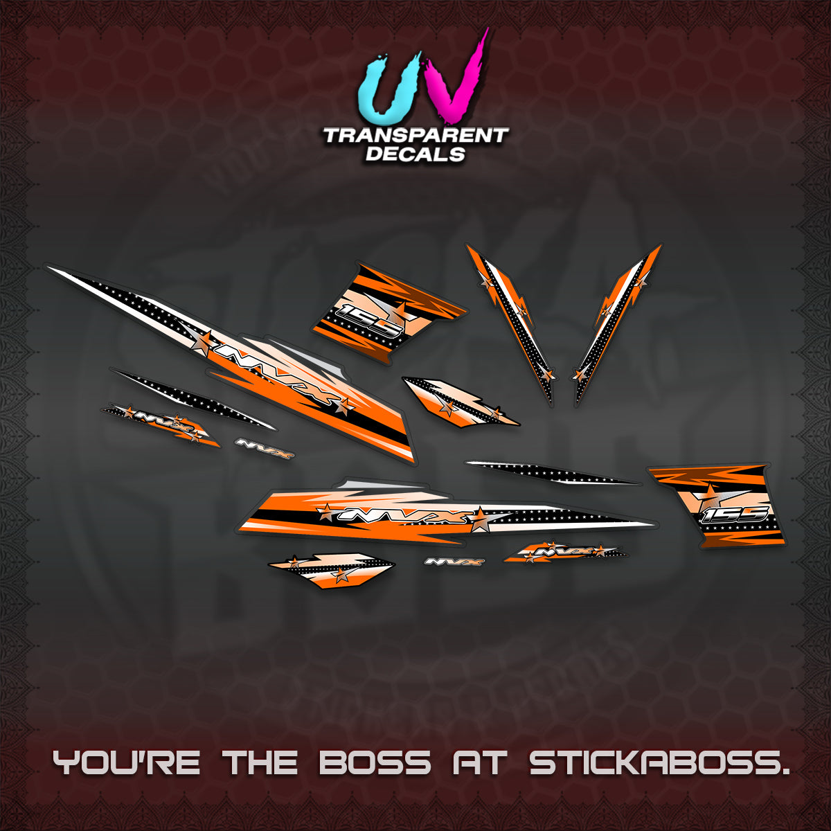 AEROX V2 UV TRANSPARENT DECALS (2026 INDO STAR 001) STICKER KITS BY STICKABOSS