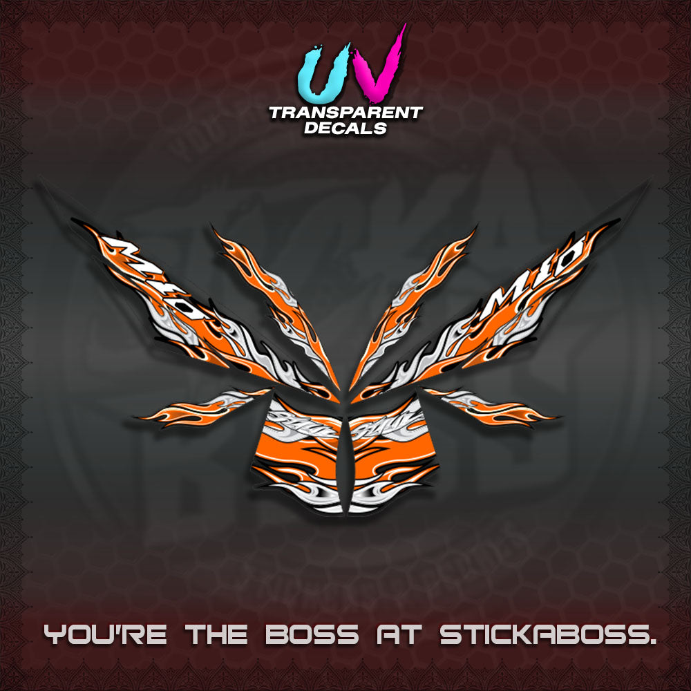 【PREMIUM UV PRINT】TRANSPARENT MIO 4  DECALS (FIRE CUSTOM 3 DESIGN)STICKER DECALS By STICKABOSS