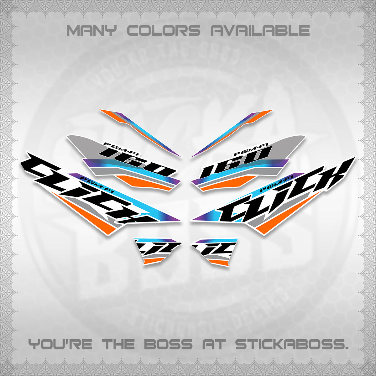 CLICK 160 STRIPING FOR WHITE DECALS (SPORTS RACE STRIPES 01) STICKER KITS BY STICKABOSS