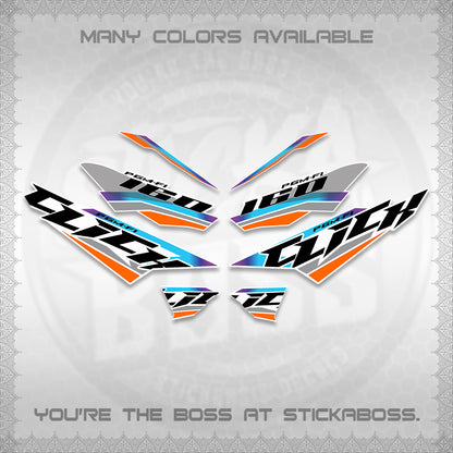 CLICK 160 STRIPING FOR WHITE DECALS (SPORTS RACE STRIPES 01) STICKER KITS BY STICKABOSS
