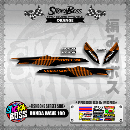 HONDA WAVE 100 DECALS ( FISHBONE STREET SIDE )【WITH FREEBIES】