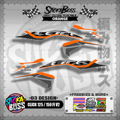 CLICK 125 / 150 Fi V2 DECALS ( 03 DESIGN )【WITH FREEBIES】